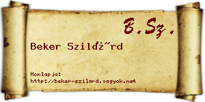 Beker Szilárd névjegykártya